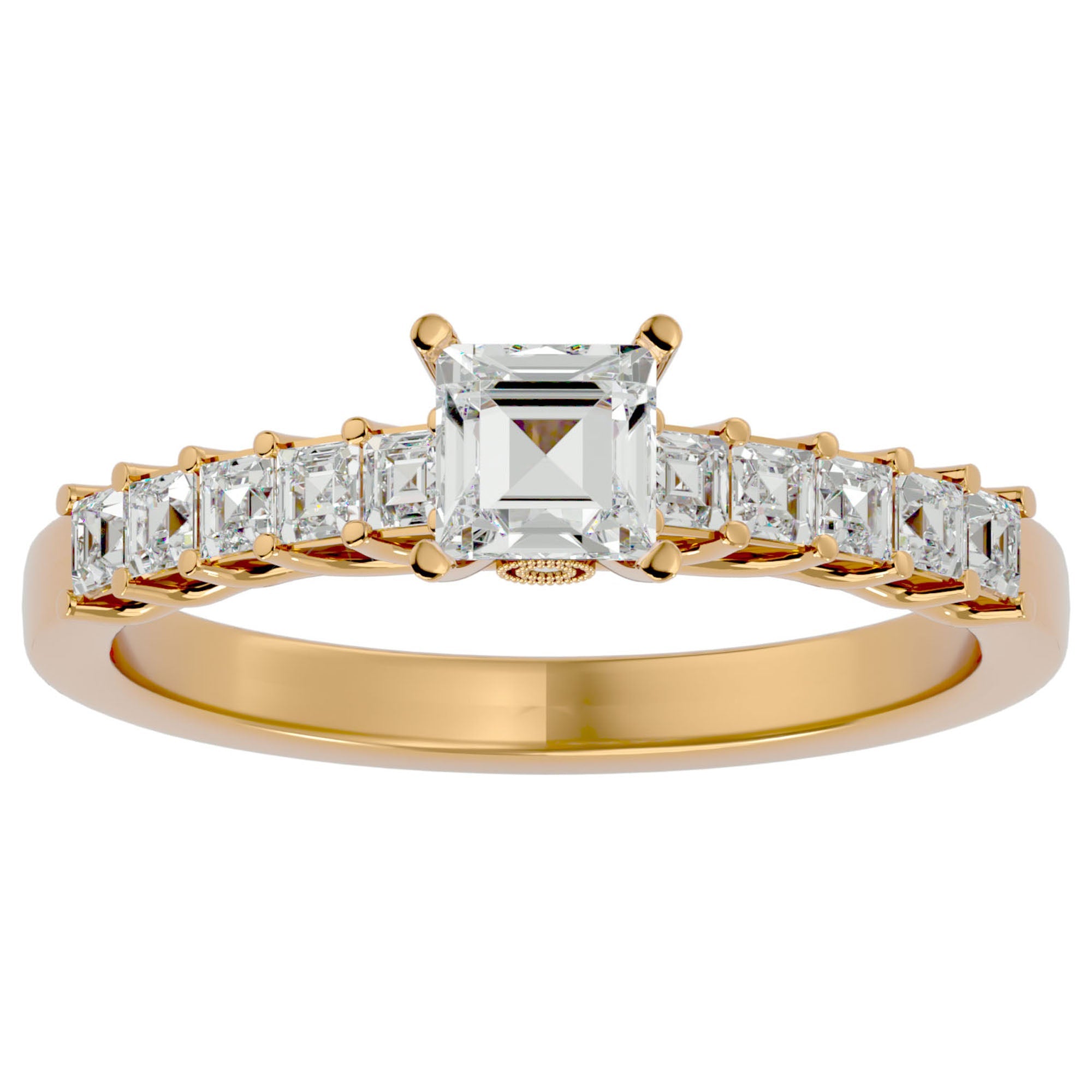 Inel de Logodnă Pavé din Aur 14k cu Diamante Naturale Tăietură Princess de 0.85 ct din 14k Aur Galben - Castelo.ro