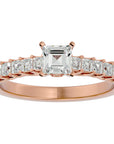Inel de Logodnă Pavé din Aur 14k cu Diamante Create în Laborator Tăietură Princess de 0.85 ct din 14k Aur Roz - Castelo.ro