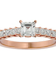 Inel de Logodnă Pavé cu Moissanite Tăietură Princess de 0.85 ct din 18k Aur Roz - Castelo.ro