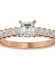 Inel de Logodnă Pavé din Aur 14k cu Diamante Naturale Tăietură Princess de 0.85 ct din 14k Aur Roz - Castelo.ro