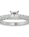 Inel de Logodnă Pavé din Aur 14k cu Diamante Naturale Tăietură Princess de 0.85 ct din 14k Aur Alb - Castelo.ro