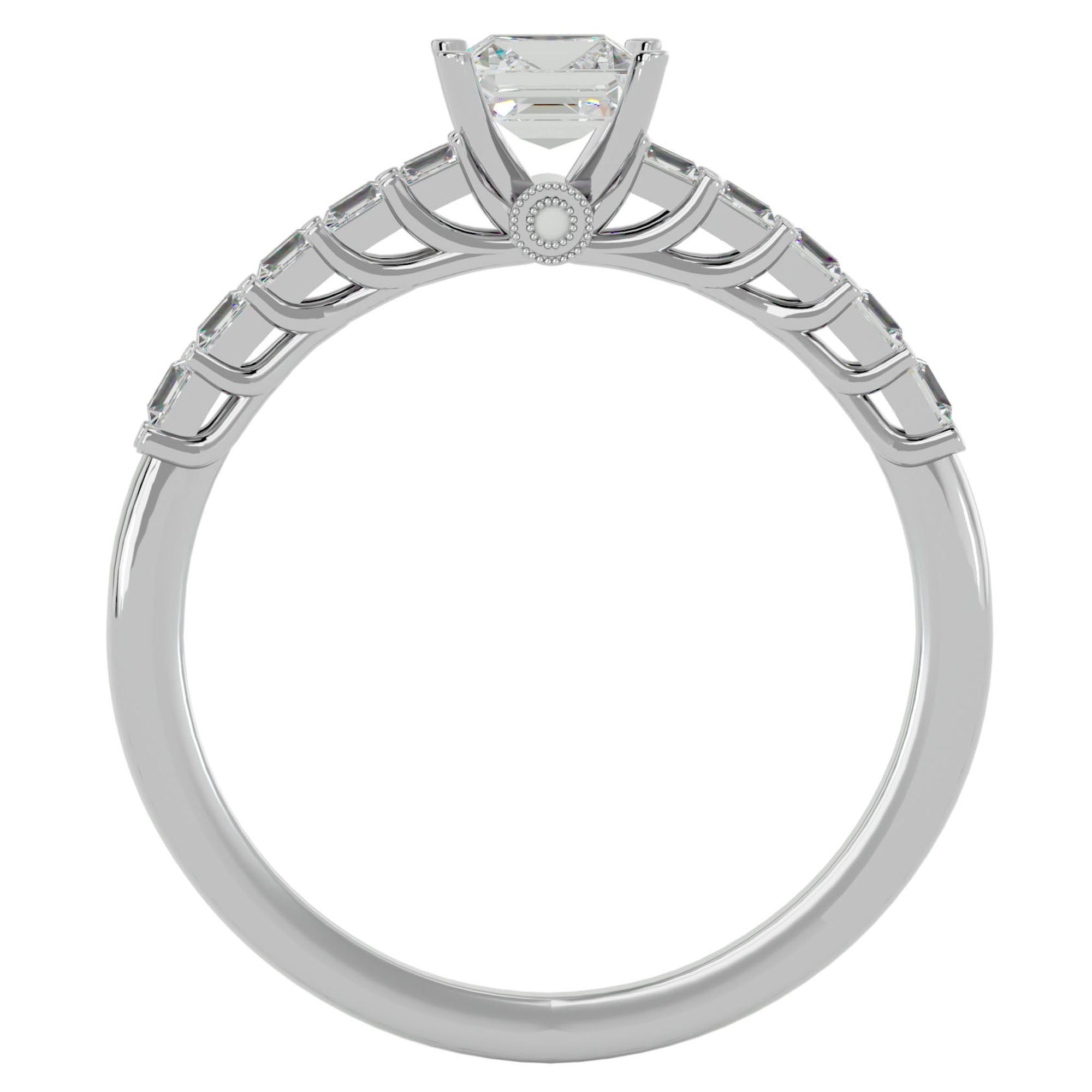Inel de Logodnă Pavé cu Diamante Naturale Tăietură Princess de 0.85 ct din Platina - Castelo.ro