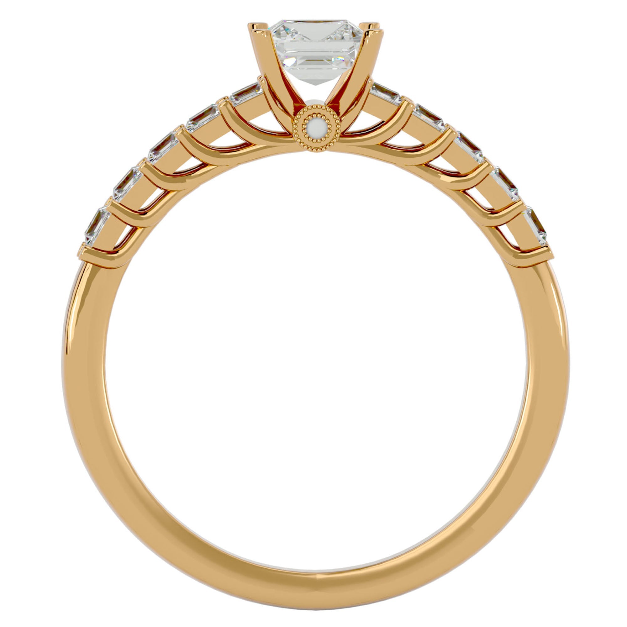 Inel de Logodnă Pavé din Aur 14k cu Diamante Naturale Tăietură Princess de 0.85 ct din 14k Aur Galben - Castelo.ro