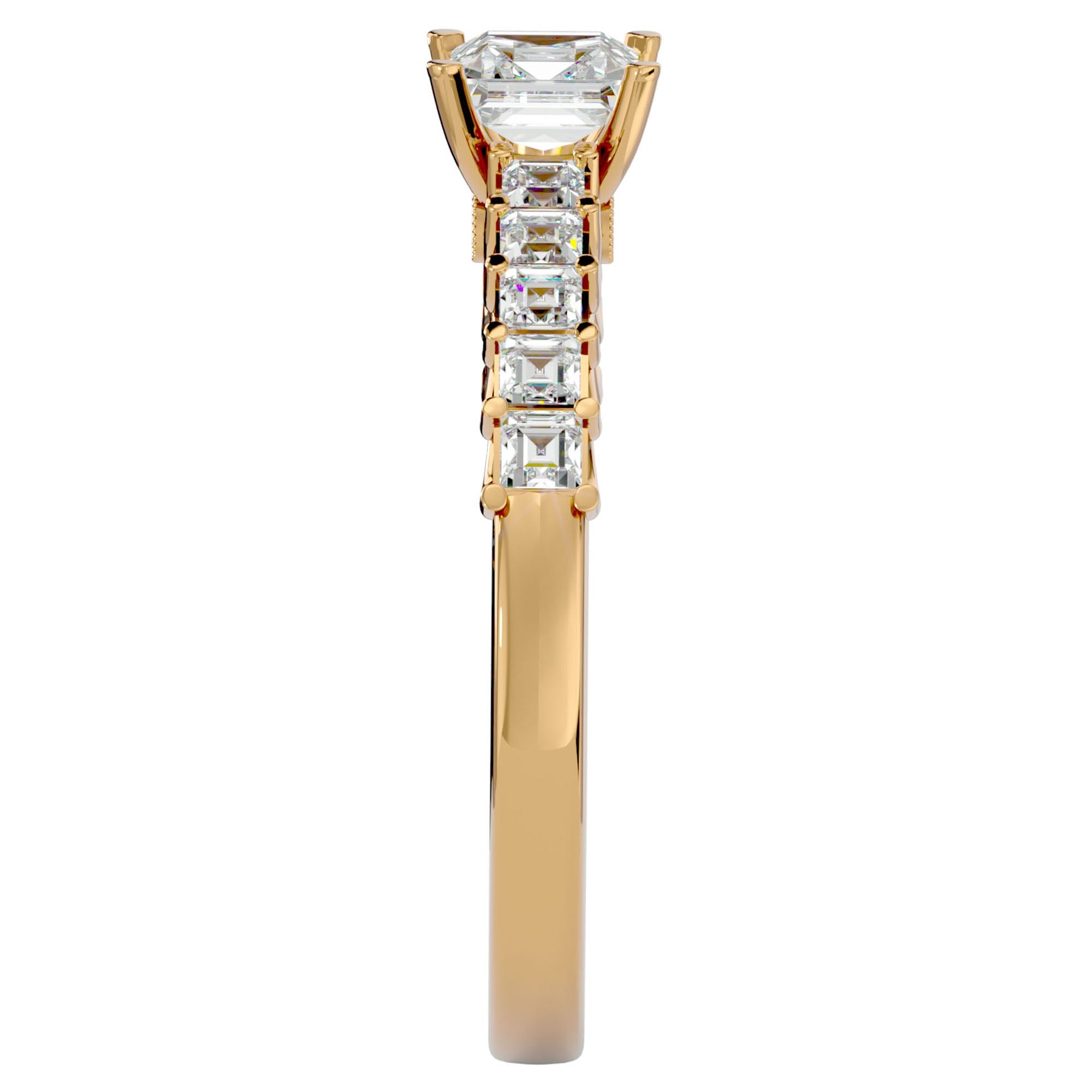 Inel de Logodnă Pavé din Aur 14k cu Diamante Naturale Tăietură Princess de 0.85 ct din 14k Aur Galben - Castelo.ro