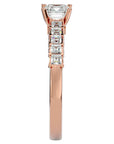 Inel de Logodnă Pavé din Aur 14k cu Moissanite Tăietură Princess de 0.85 ct din 14k Aur Roz - Castelo.ro
