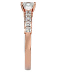 Inel de Logodnă Pavé cu Moissanite Tăietură Princess de 0.85 ct din 18k Aur Roz - Castelo.ro