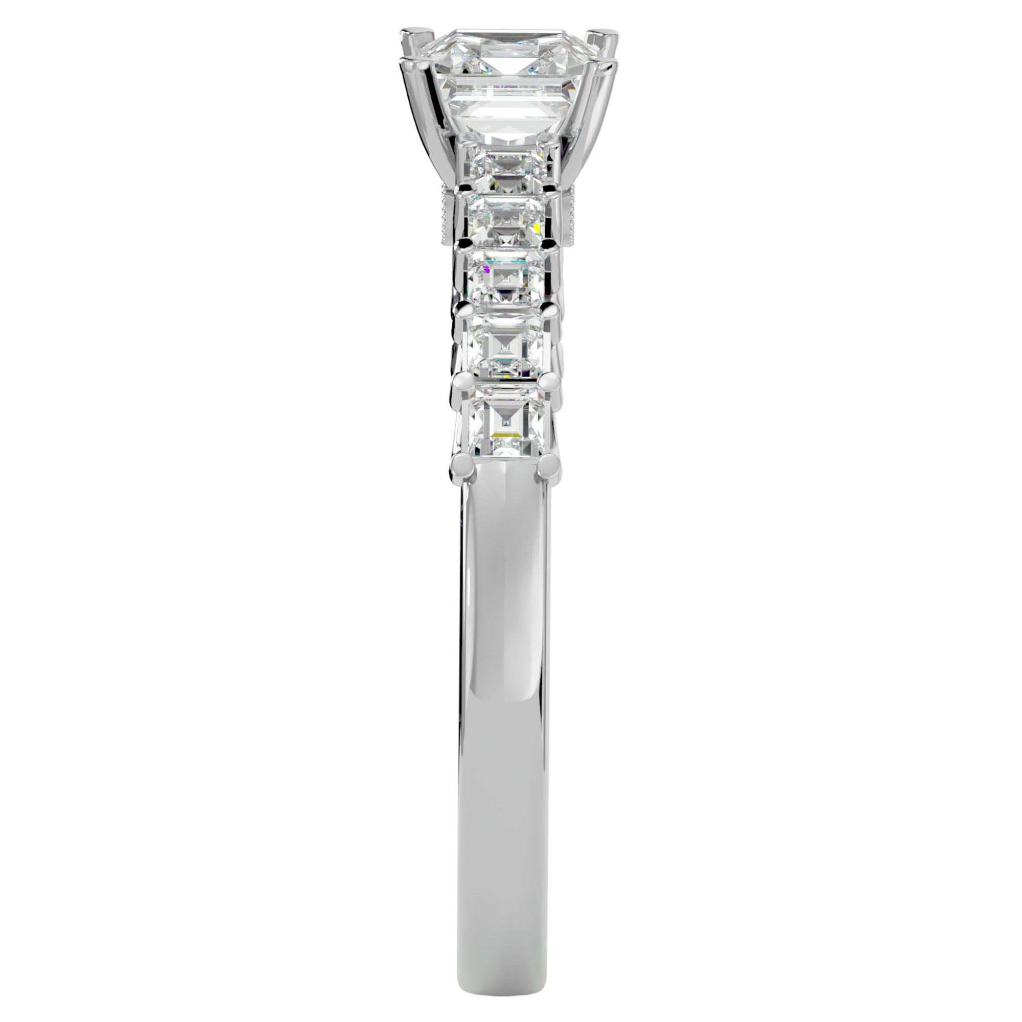 Inel de Logodnă Pavé din Aur 14k cu Diamante Naturale Tăietură Princess de 0.85 ct din 14k Aur Alb - Castelo.ro