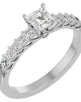 Inel de Logodnă Pavé din Aur 14k cu Diamante Naturale Tăietură Princess de 0.85 ct din 14k Aur Alb - Castelo.ro