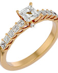 Inel de Logodnă Pavé cu Moissanite Tăietură Princess de 0.85 ct din 18k Aur Galben - Castelo.ro