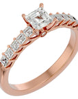 Inel de Logodnă Pavé cu Moissanite Tăietură Princess de 0.85 ct din 18k Aur Roz - Castelo.ro