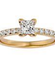 Inel de Logodnă Pavé din Aur 14k cu Diamante Naturale Tăietură Princess de 1.07 ct din 14k Aur Galben - Castelo.ro