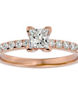 Inel de Logodnă Pavé cu Moissanite Tăietură Princess de 1.07 ct din 18k Aur Roz - Castelo.ro