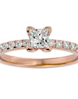 Inel de Logodnă Pavé cu Moissanite Tăietură Princess de 1.07 ct din 18k Aur Roz - Castelo.ro