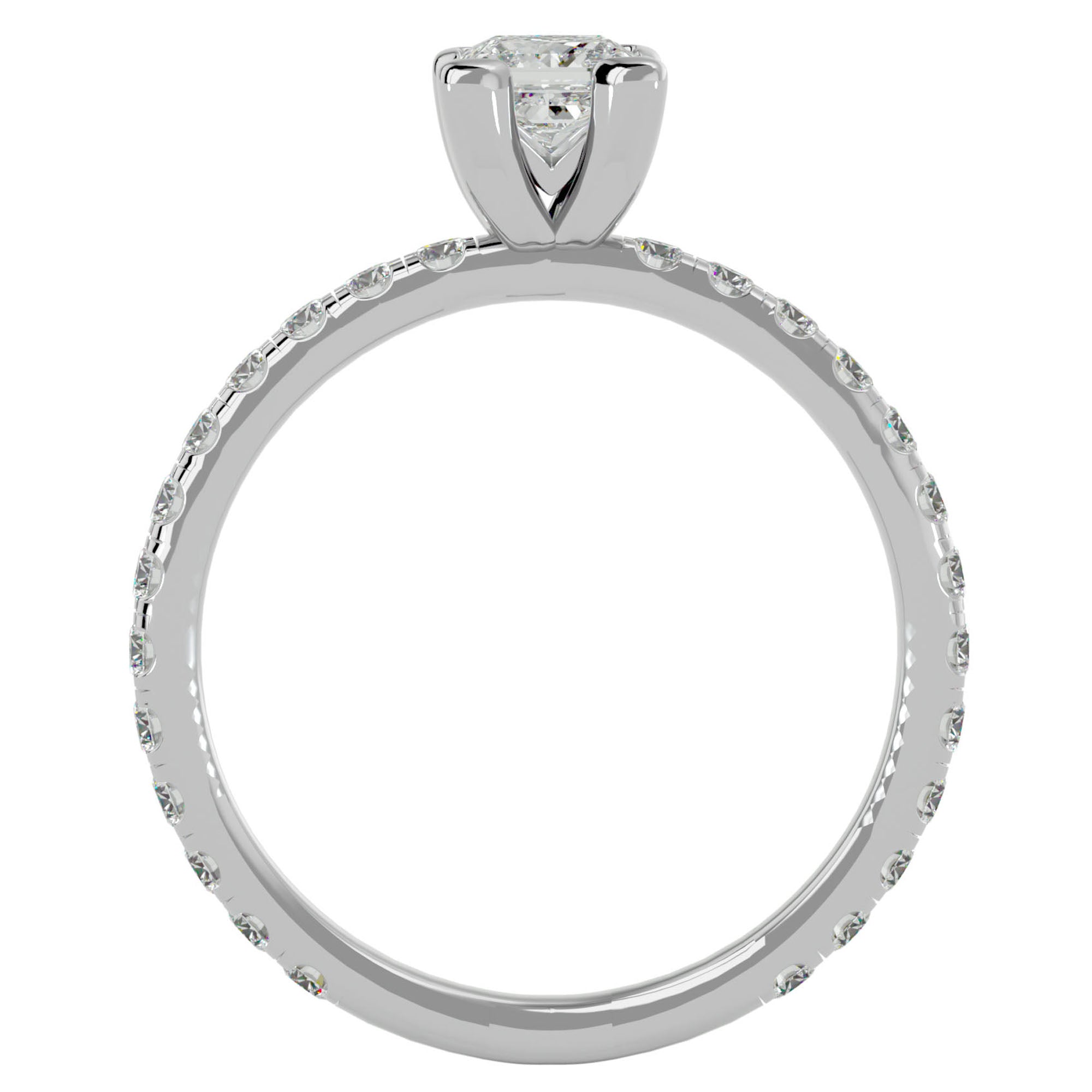 Inel de Logodnă Pavé cu Moissanite Tăietură Princess de 1.07 ct din Platina - Castelo.ro