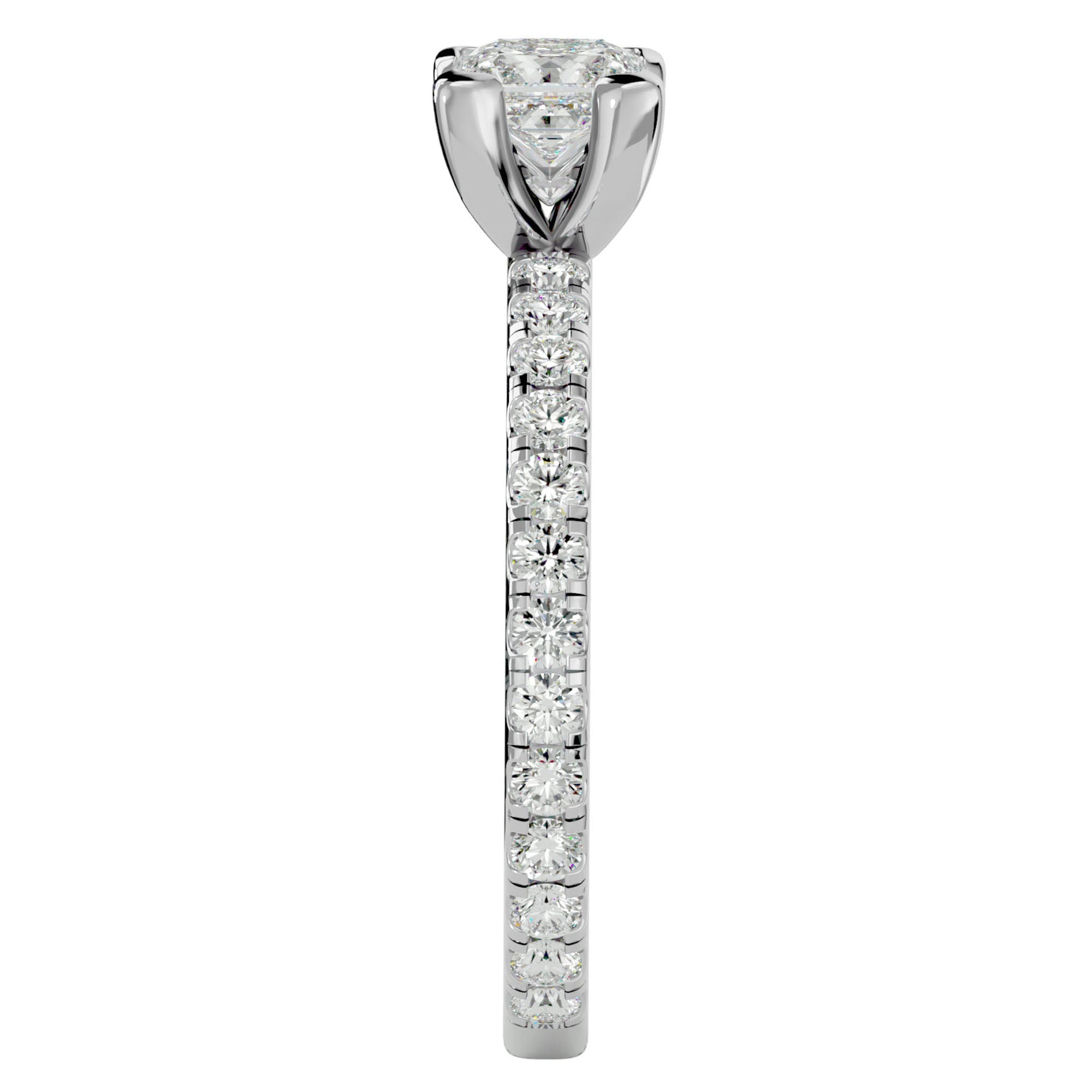 Inel de Logodnă Pavé cu Diamante Naturale Tăietură Princess de 1.07 ct din Platina - Castelo.ro