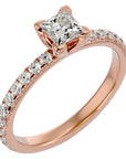 Inel de Logodnă Pavé cu Moissanite Tăietură Princess de 1.07 ct din 18k Aur Roz - Castelo.ro