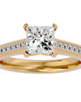 Inel de Logodnă Pavé din Aur 14k cu Diamante Create în Laborator Tăietură Princess de 1.95 ct din 14k Aur Galben - Castelo.ro