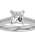 Inel de Logodnă Pavé cu Moissanite Tăietură Princess de 1.95 ct din Platina - Castelo.ro