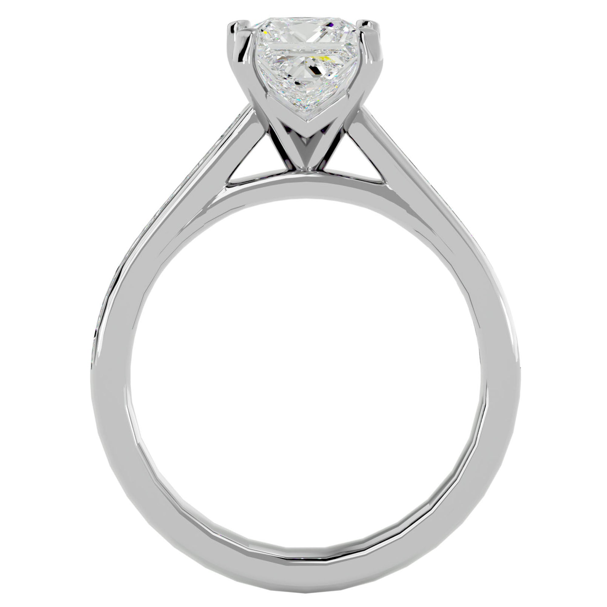 Inel de Logodnă Pavé cu Moissanite Tăietură Princess de 1.95 ct din Platina - Castelo.ro