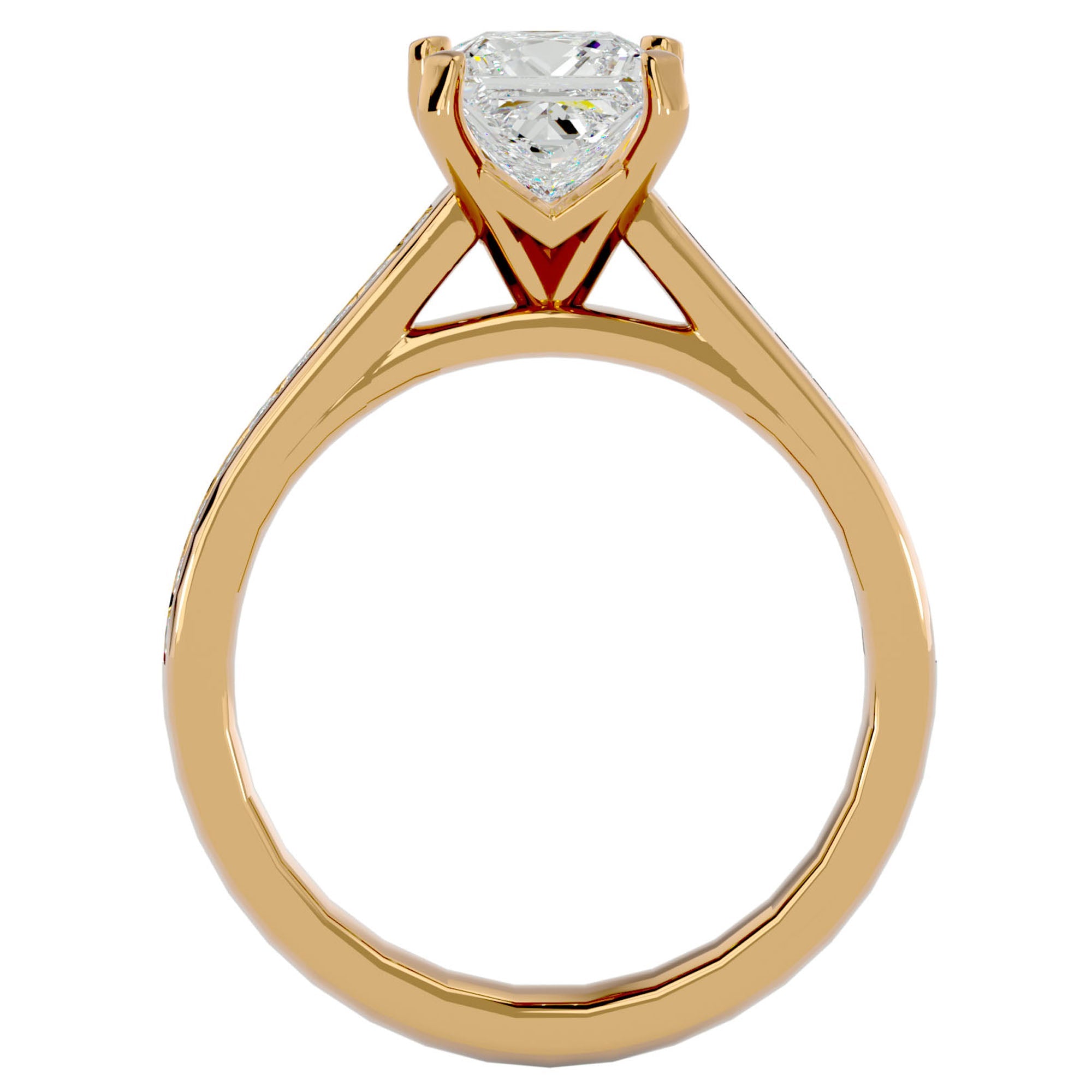Inel de Logodnă Pavé din Aur 14k cu Diamante Naturale Tăietură Princess de 1.95 ct din 14k Aur Galben - Castelo.ro