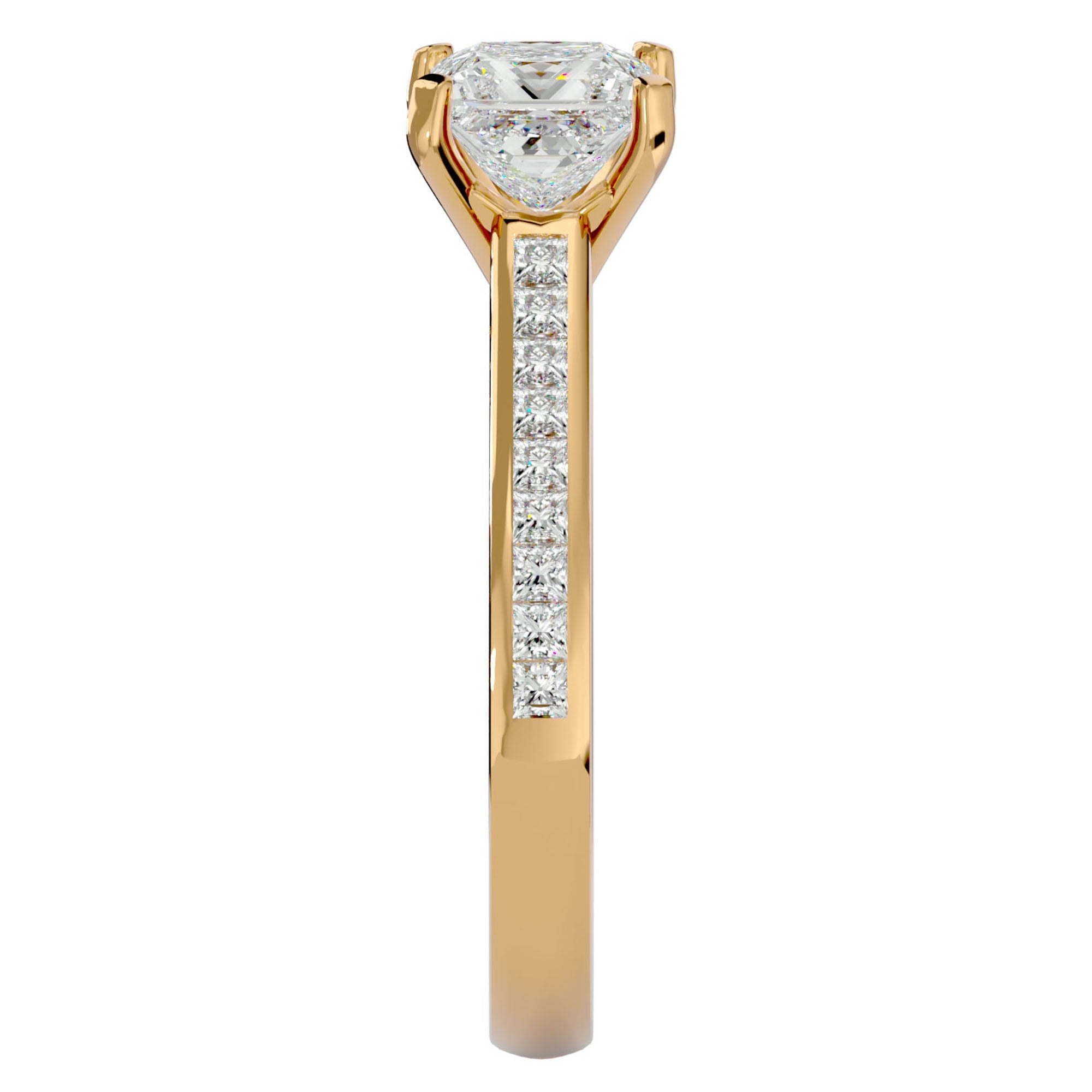 Inel de Logodnă Pavé cu Moissanite Tăietură Princess de 1.95 ct din 18k Aur Galben - Castelo.ro