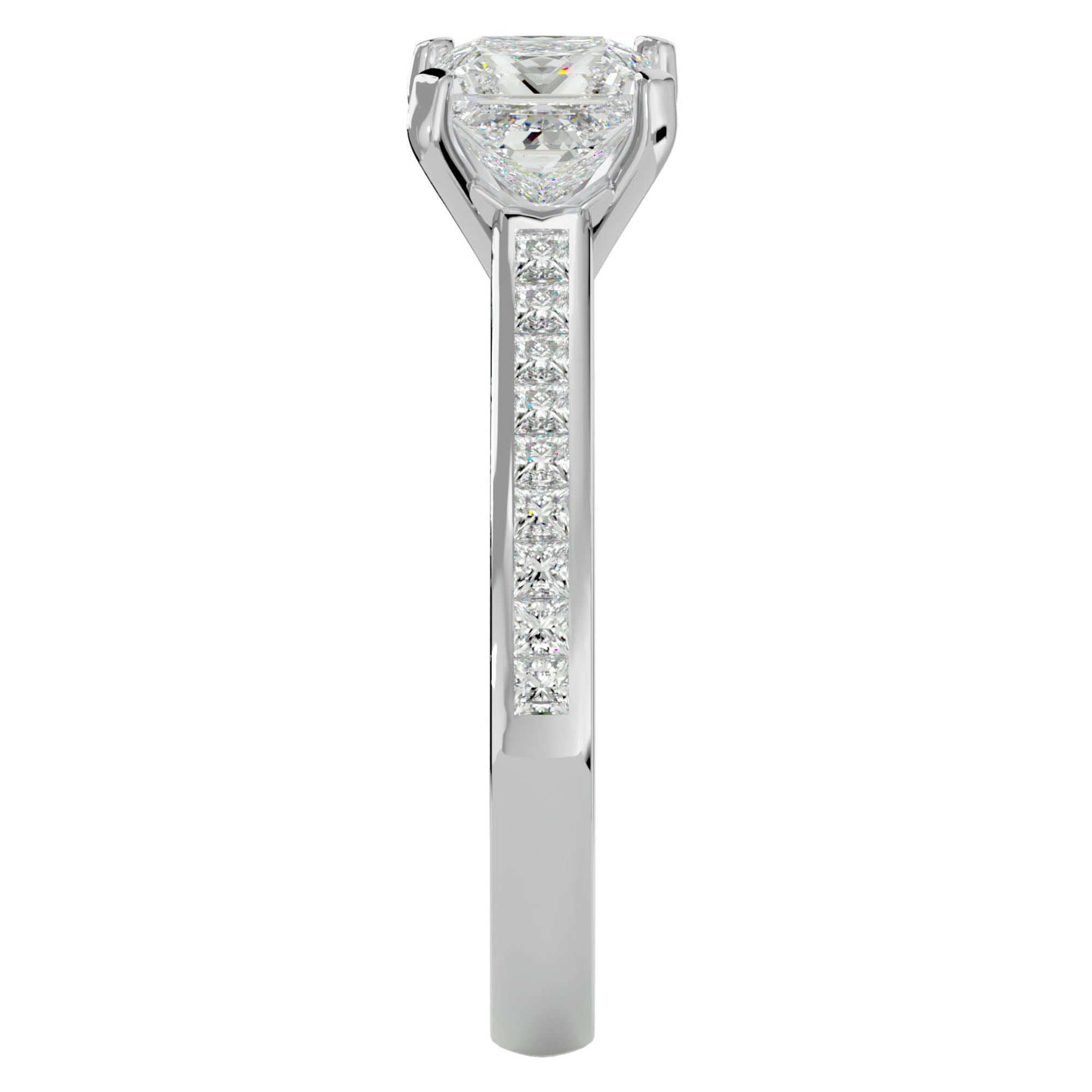 Inel de Logodnă Pavé cu Diamante Naturale Tăietură Princess de 1.95 ct din Platina - Castelo.ro