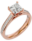 Inel de Logodnă Pavé din Aur 14k cu Diamante Create în Laborator Tăietură Princess de 1.95 ct din 14k Aur Roz - Castelo.ro
