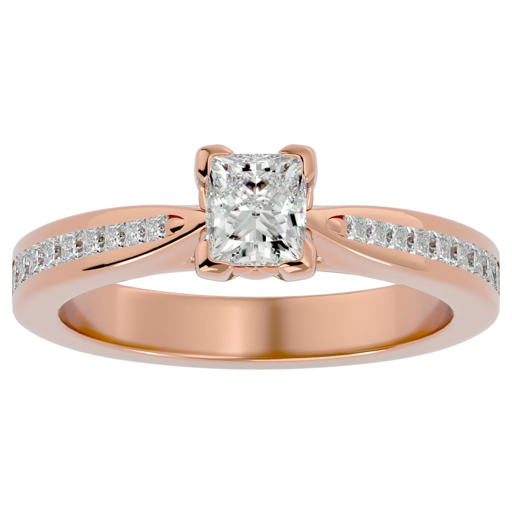 Inel de Logodnă Hamptons din Aur 14k cu Diamante Naturale Tăietură Princess de 0.84 ct din 14k Aur Roz - Castelo.ro