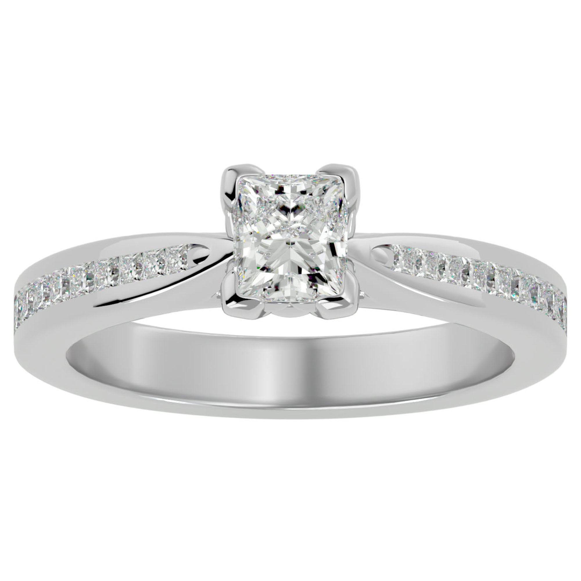Inel de Logodnă Hamptons cu Diamante Naturale Tăietură Princess de 0.84 ct din Platina - Castelo.ro