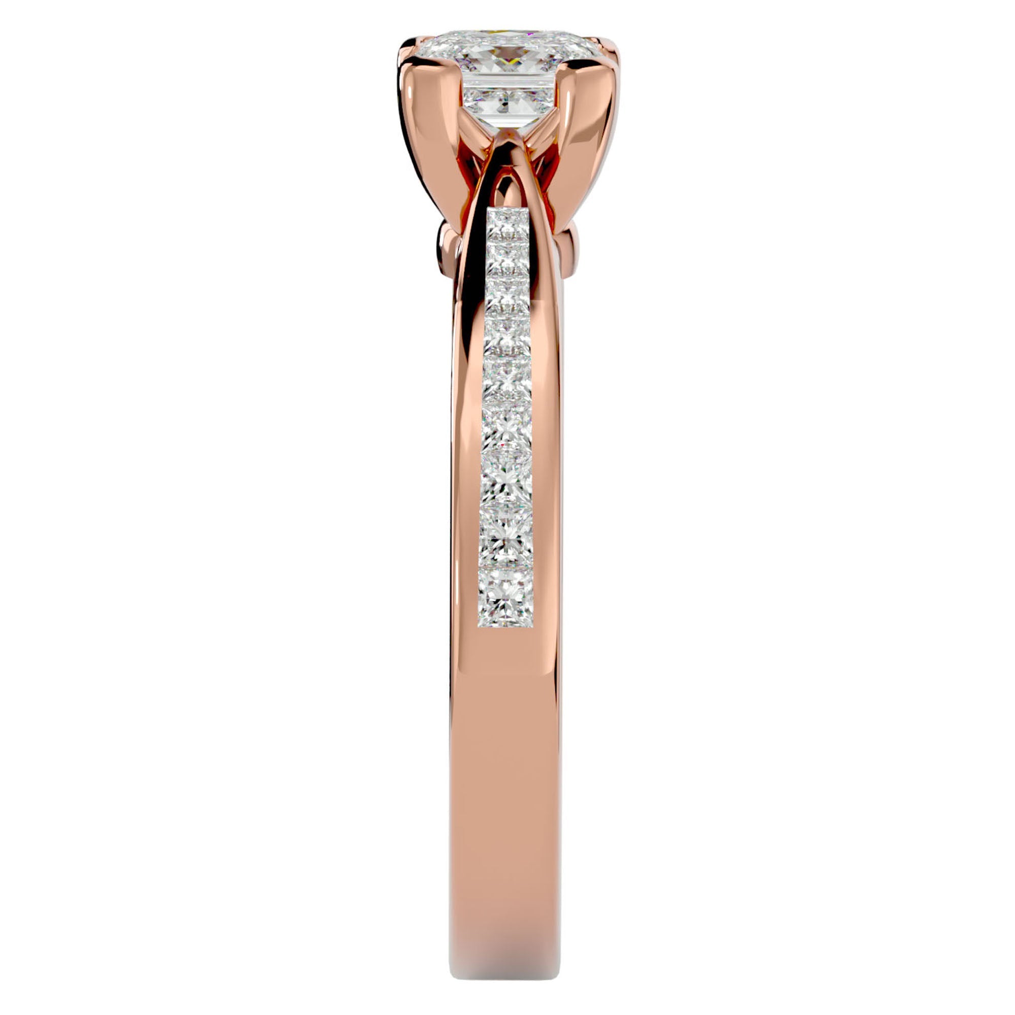 Inel de Logodnă Hamptons din Aur 14k cu Diamante Naturale Tăietură Princess de 0.84 ct din 14k Aur Roz - Castelo.ro