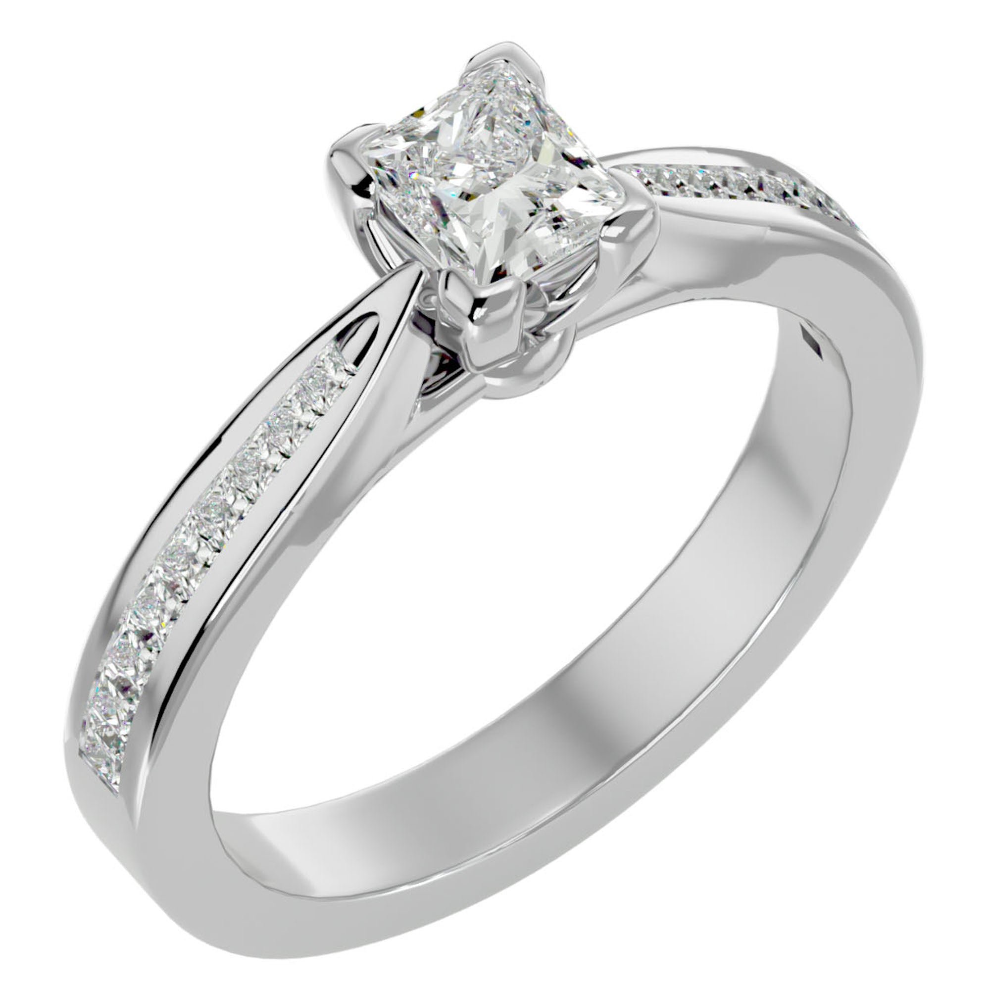 Inel de Logodnă Hamptons cu Diamante Naturale Tăietură Princess de 0.84 ct din Platina - Castelo.ro