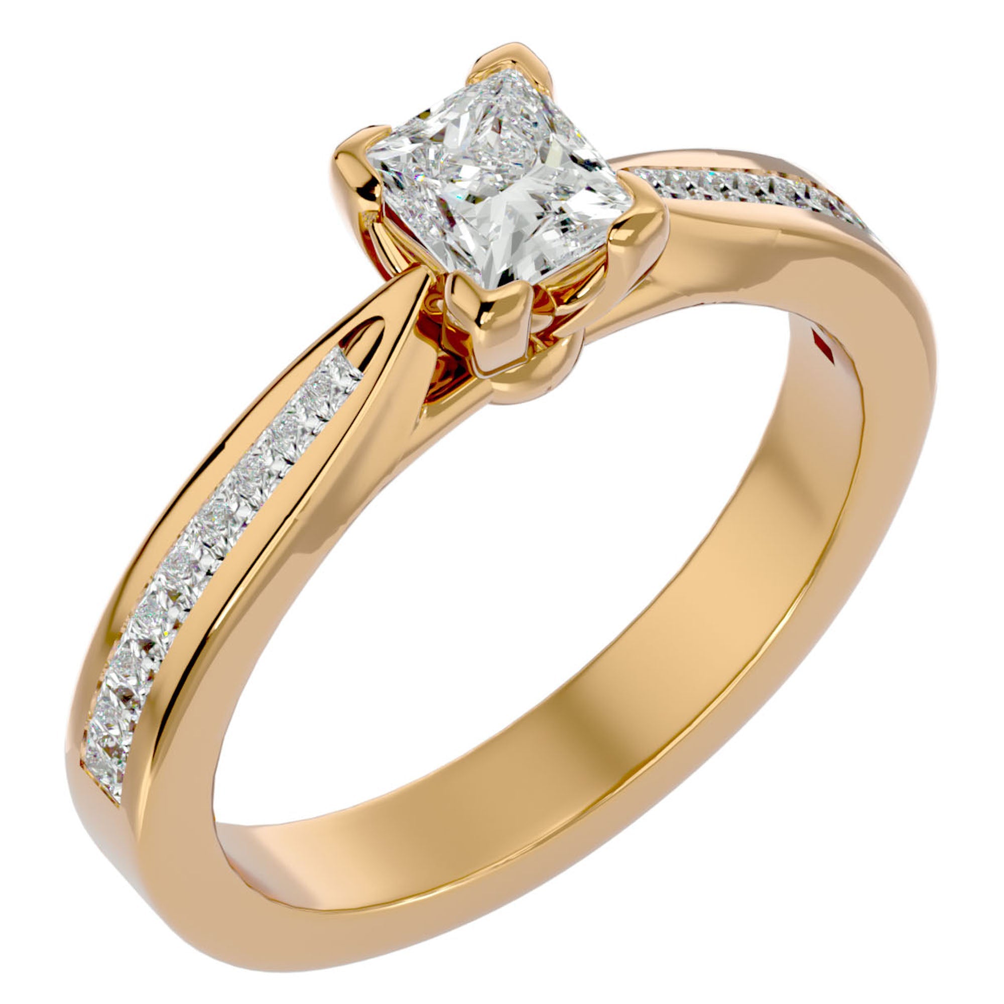 Inel de Logodnă Hamptons din Aur 14k cu Diamante Naturale Tăietură Princess de 0.84 ct din 14k Aur Galben - Castelo.ro