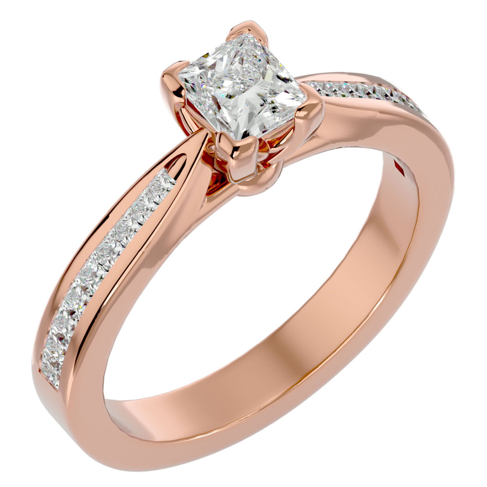 Inel de Logodnă Hamptons din Aur 14k cu Diamante Naturale Tăietură Princess de 0.84 ct din 14k Aur Roz - Castelo.ro