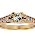 Inel de Logodnă Pavé din Aur 14k cu Diamante Naturale Princess de 0.57 ct din 14k Aur Galben - Castelo.ro
