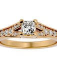 Inel de Logodnă Pavé cu Moissanite Princess de 0.57 ct din 18k Aur Galben - Castelo.ro