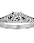 Inel de Logodnă Pavé cu Moissanite Princess de 0.57 ct din Platina - Castelo.ro