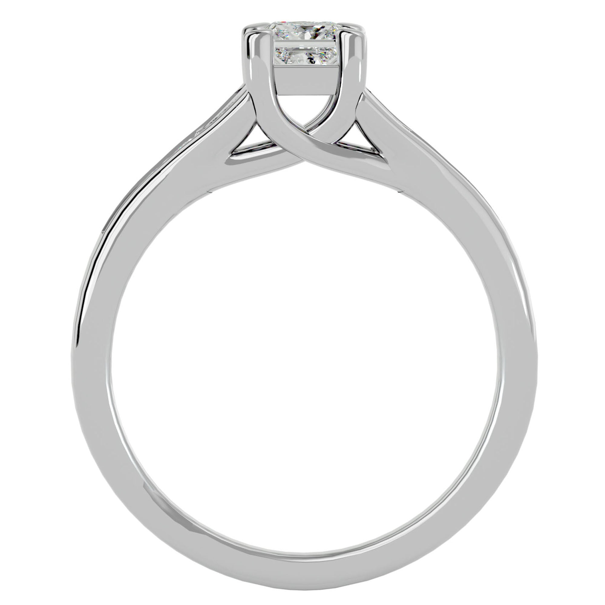 Inel de Logodnă Pavé cu Diamante Naturale Princess de 0.57 ct din Platina - Castelo.ro