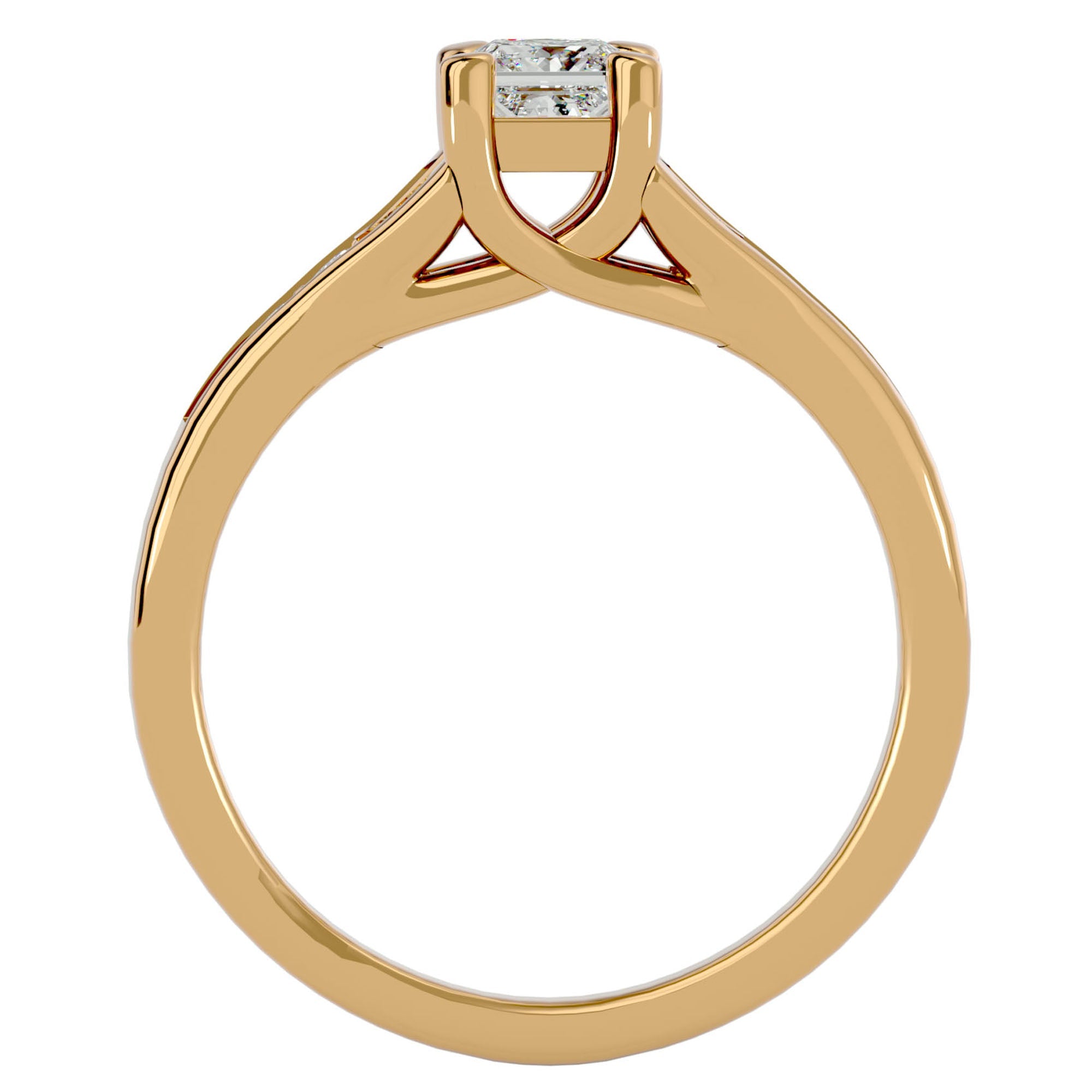 Inel de Logodnă Pavé din Aur 14k cu Moissanite Princess de 0.57 ct din 14k Aur Galben - Castelo.ro