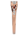 Inel de Logodnă Pavé din Aur 14k cu Diamante Naturale Princess de 0.57 ct din 14k Aur Roz - Castelo.ro