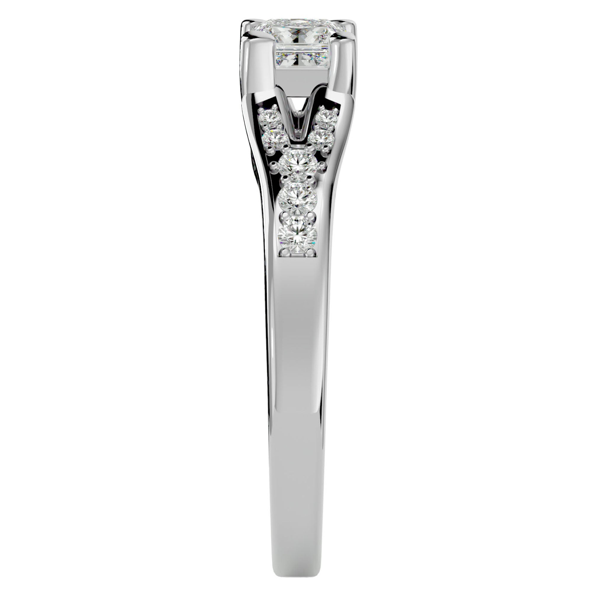 Inel de Logodnă Pavé cu Moissanite Princess de 0.57 ct din Platina - Castelo.ro