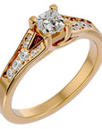 Inel de Logodnă Pavé din Aur 14k cu Moissanite Princess de 0.57 ct din 14k Aur Galben - Castelo.ro