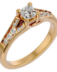 Inel de Logodnă Pavé cu Moissanite Princess de 0.57 ct din 18k Aur Galben - Castelo.ro