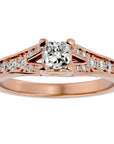 Inel de Logodnă Pavé cu Moissanite Princess de 0.57 ct din 18k Aur Roz - Castelo.ro