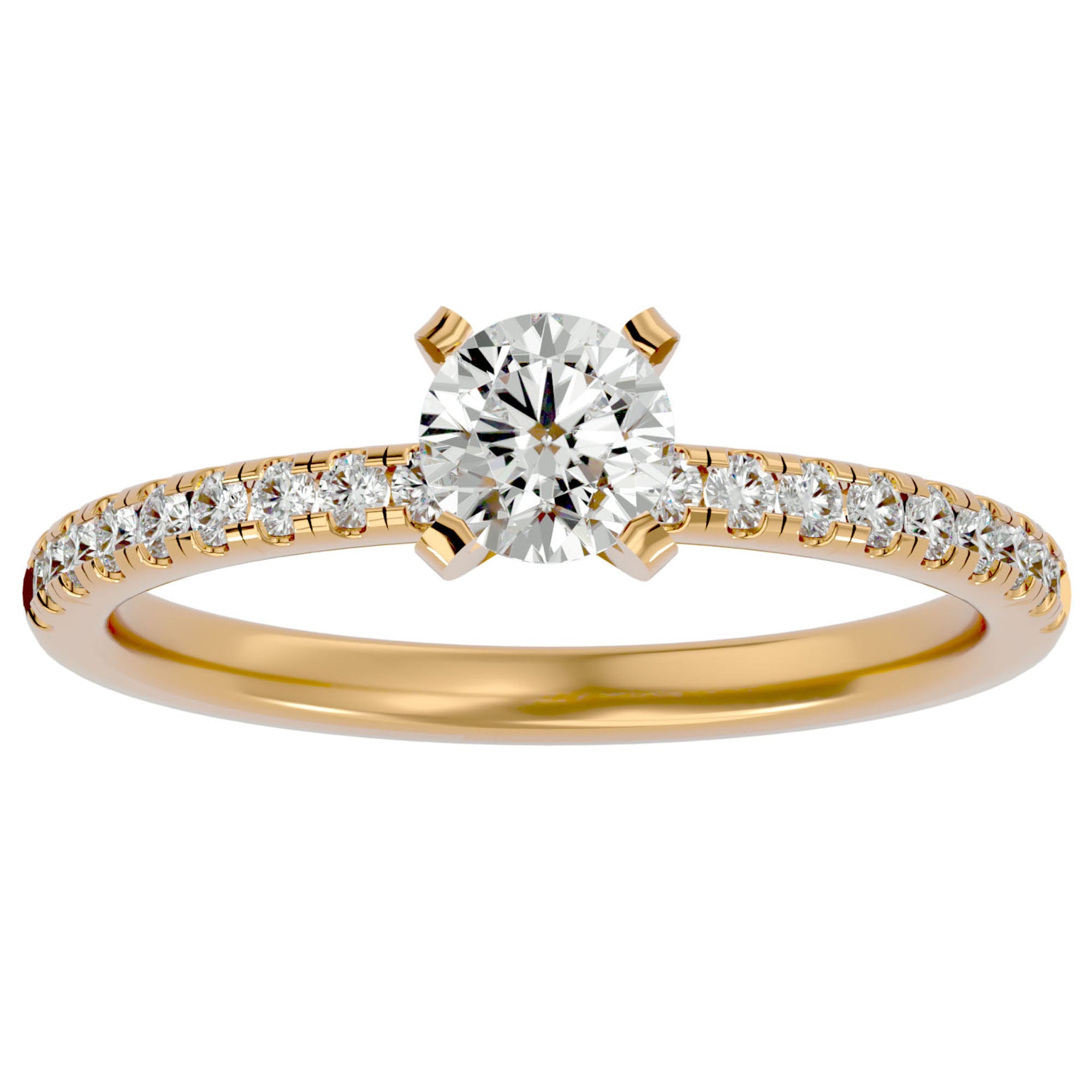 Inel de Logodnă Pavé din Aur 14k cu Diamante Create în Laborator Brilliant de 0.41 ct din 14k Aur Galben - Castelo.ro