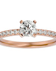 Inel de Logodnă Pavé din Aur 14k cu Moissanite Brilliant de 0.41 ct din 14k Aur Roz - Castelo.ro