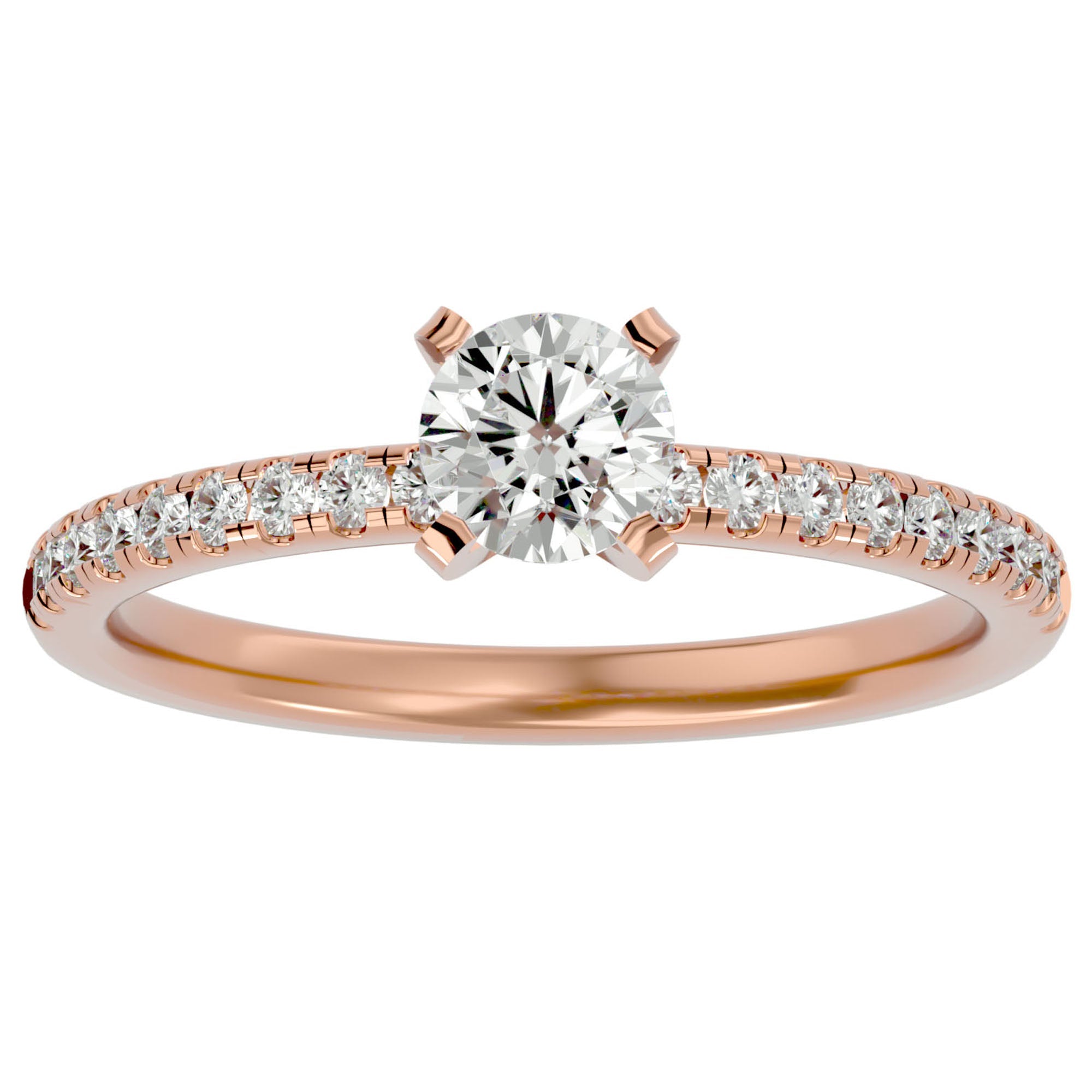 Inel de Logodnă Pavé din Aur 14k cu Diamante Create în Laborator Brilliant de 0.41 ct din 14k Aur Roz - Castelo.ro