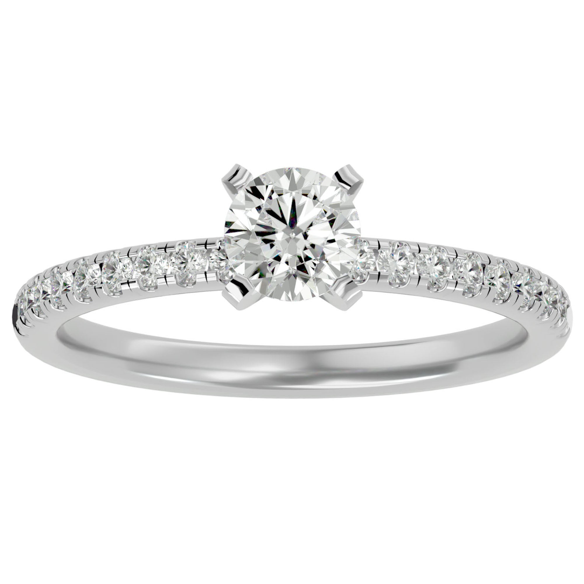Inel de Logodnă Pavé din Aur 14k cu Diamante Create în Laborator Brilliant de 0.41 ct din 14k Aur Alb - Castelo.ro