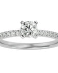 Inel de Logodnă Pavé din Aur 14k cu Diamante Create în Laborator Brilliant de 0.41 ct din 14k Aur Alb - Castelo.ro