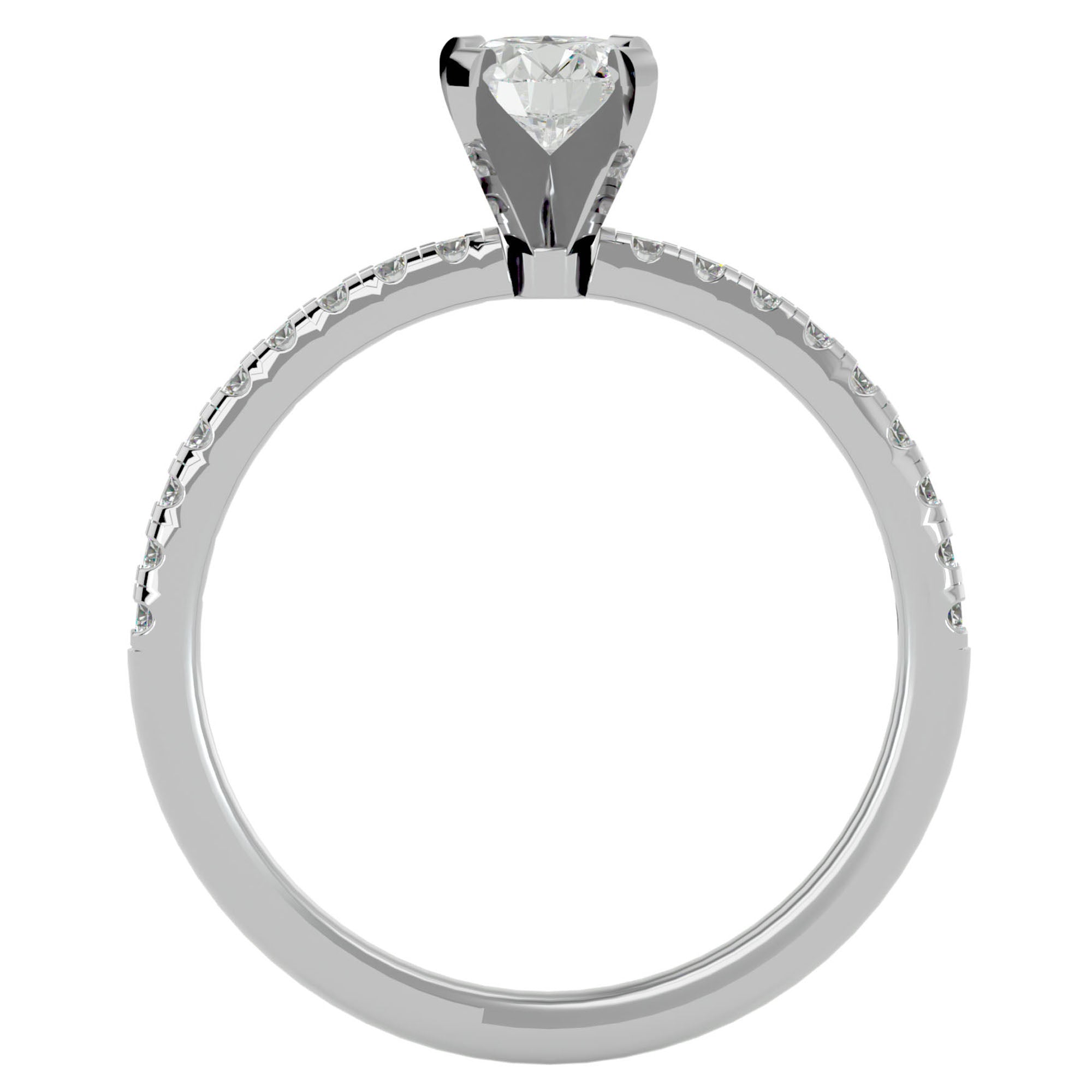 Inel de Logodnă Pavé din Aur 14k cu Diamante Create în Laborator Brilliant de 0.41 ct din 14k Aur Alb - Castelo.ro