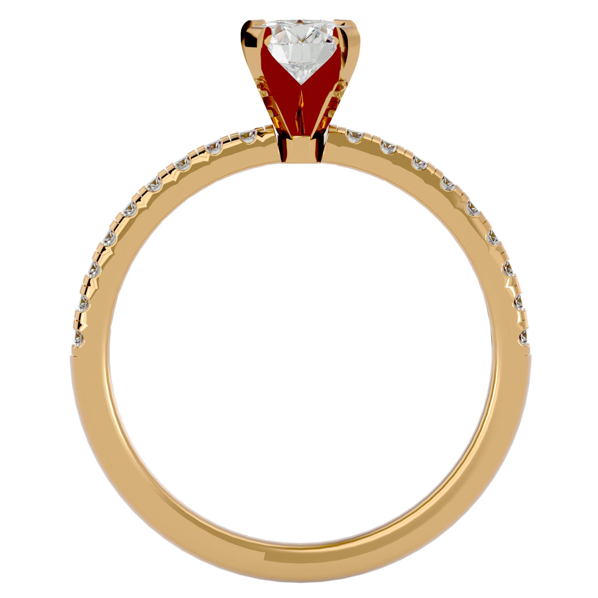 Inel de Logodnă Pavé din Aur 14k cu Moissanite Brilliant de 0.41 ct din 14k Aur Galben - Castelo.ro